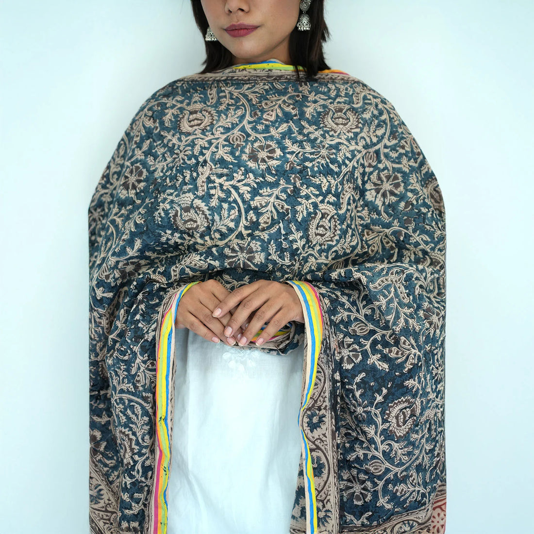 Women's Kalamkari Cotton Silk Rainbow Dupatta