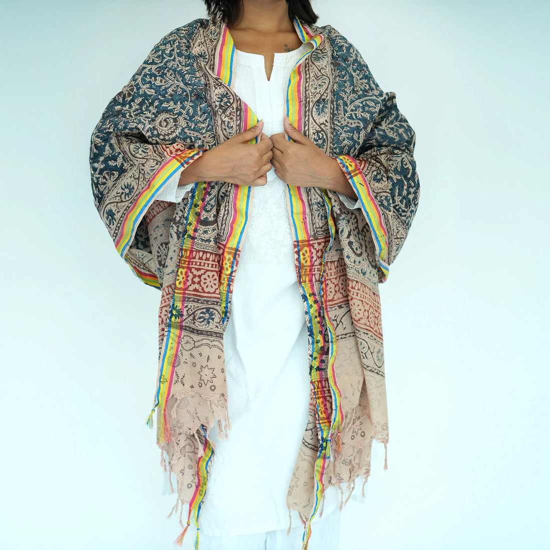 Women's Kalamkari Cotton Silk Rainbow Dupatta