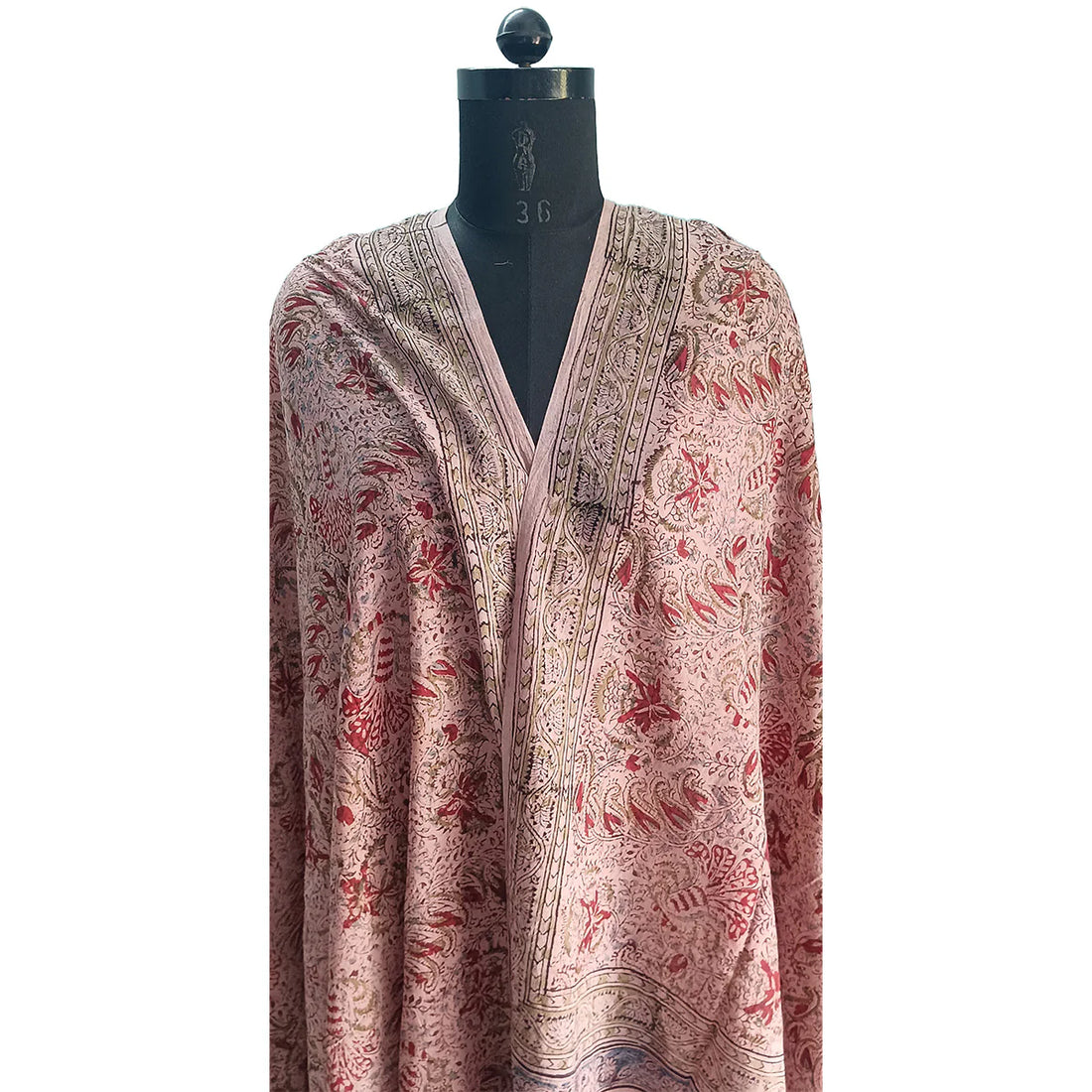 Kalamkari Block printed Hand Woven Stole with tassels