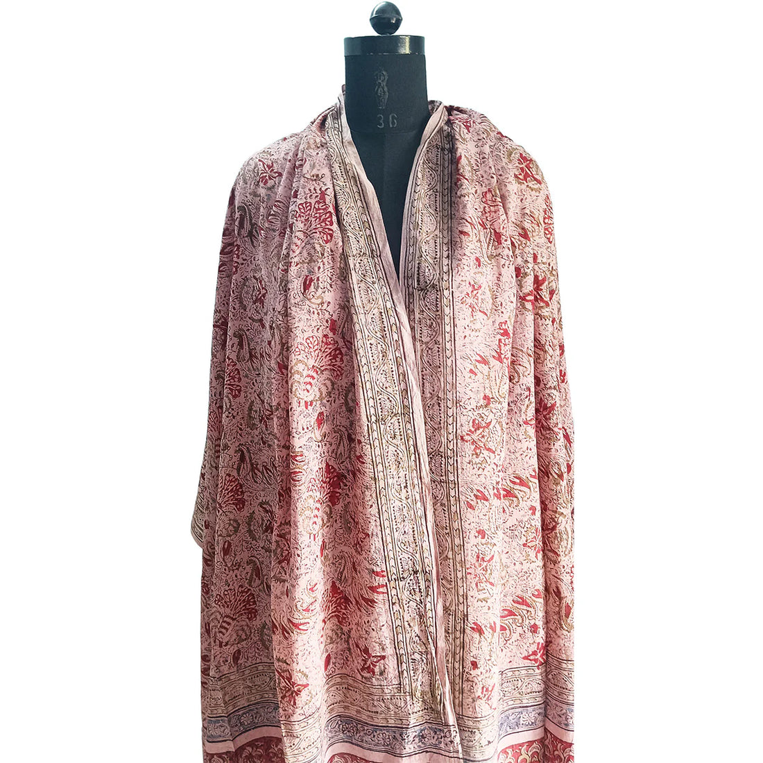 Kalamkari Block printed Hand Woven Stole with tassels