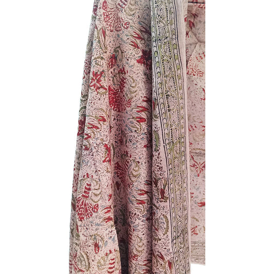Kalamkari Block printed Hand Woven Stole with tassels
