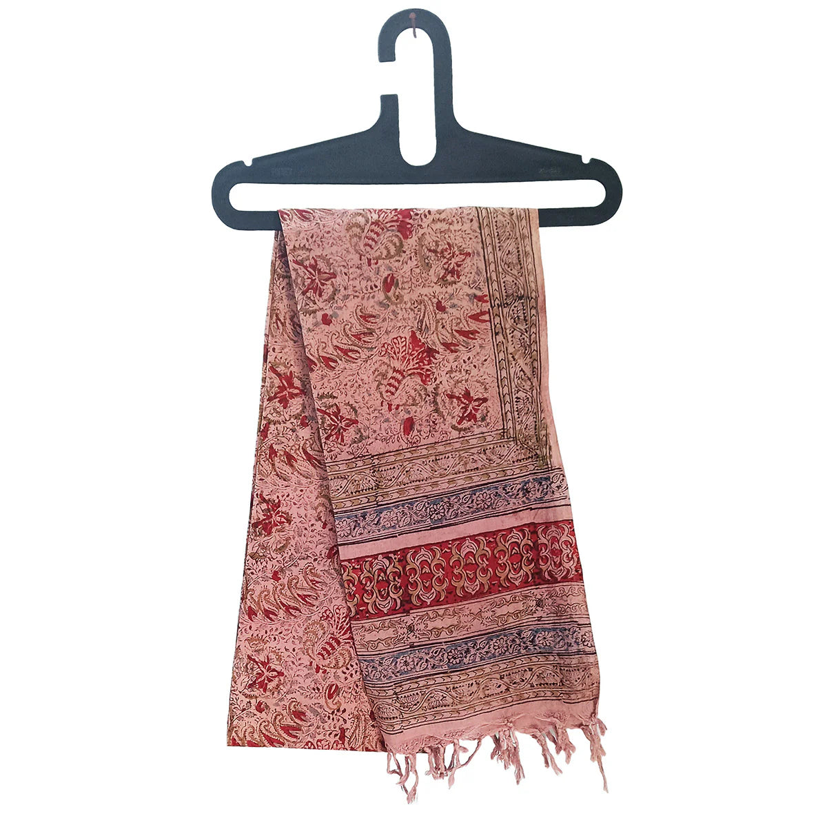 Kalamkari Block printed Hand Woven Stole with tassels