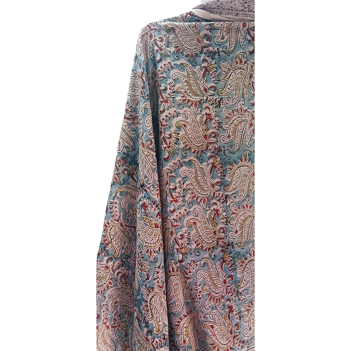 Kalamkari Block printed Hand Woven Stole with tassels
