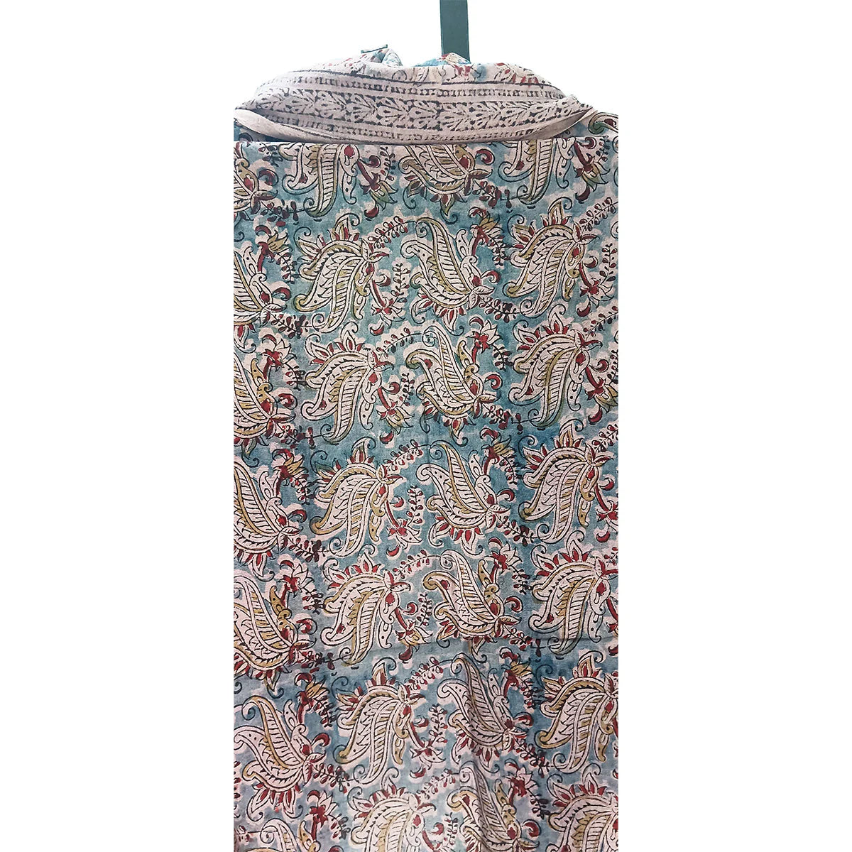 Kalamkari Block printed Hand Woven Stole with tassels