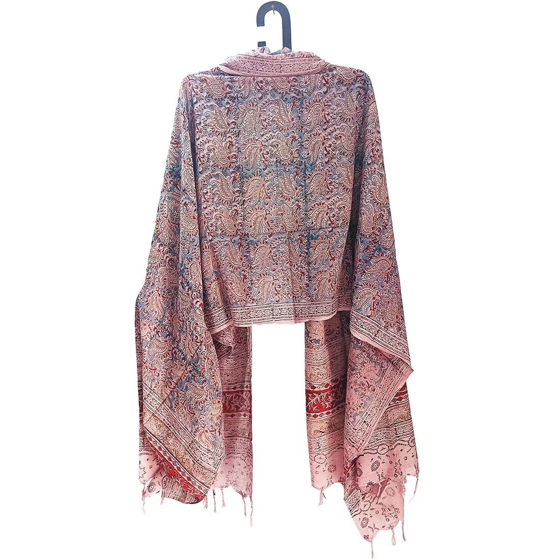 Kalamkari Block printed Hand Woven Stole with tassels