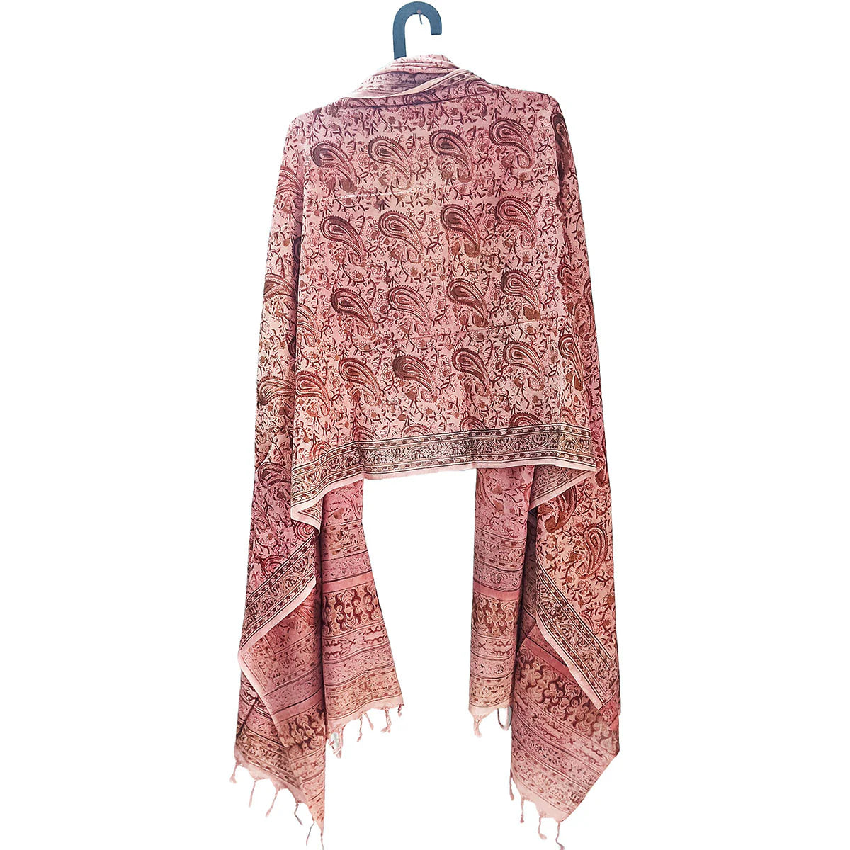 Kalamkari Block printed Hand Woven Stole with tassels