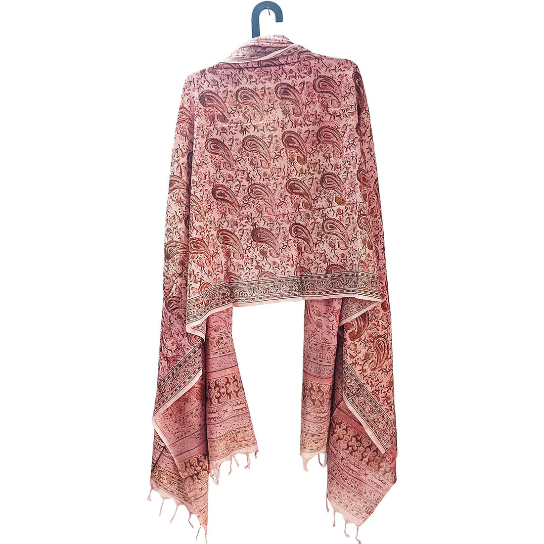 Kalamkari Block printed Hand Woven Stole with tassels