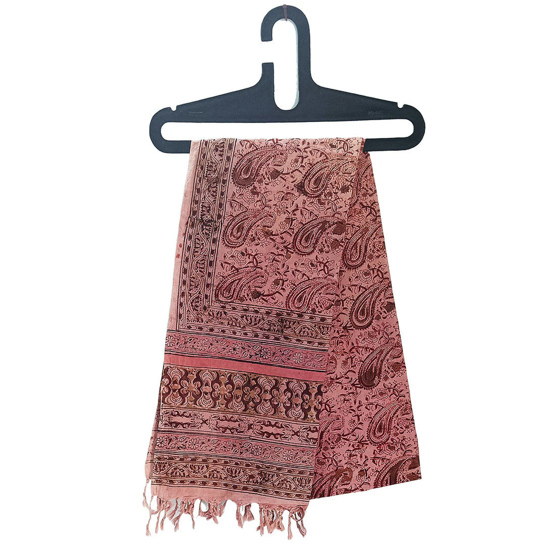 Kalamkari Block printed Hand Woven Stole with tassels