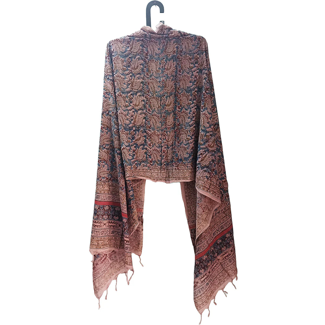 Kalamkari Block printed Hand Woven Stole with tassels