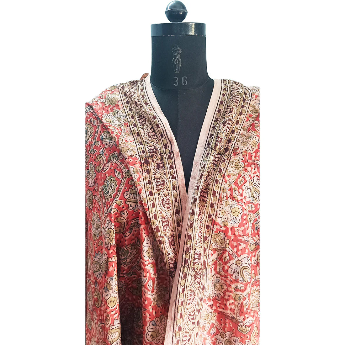 Kalamkari Block printed Hand Woven Stole with tassels