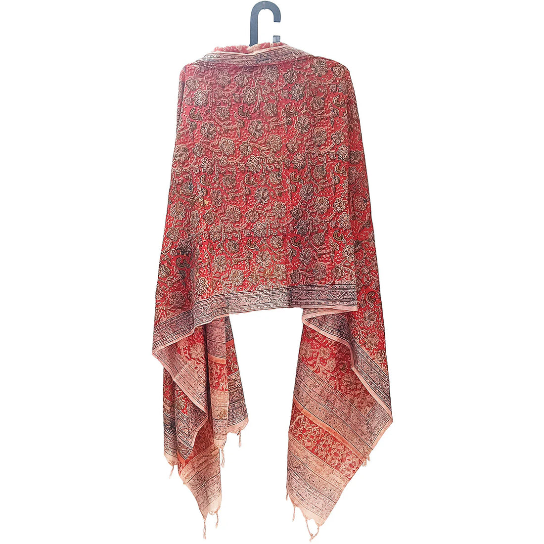 Kalamkari Block Printed Hand Woven Stole with Tassels