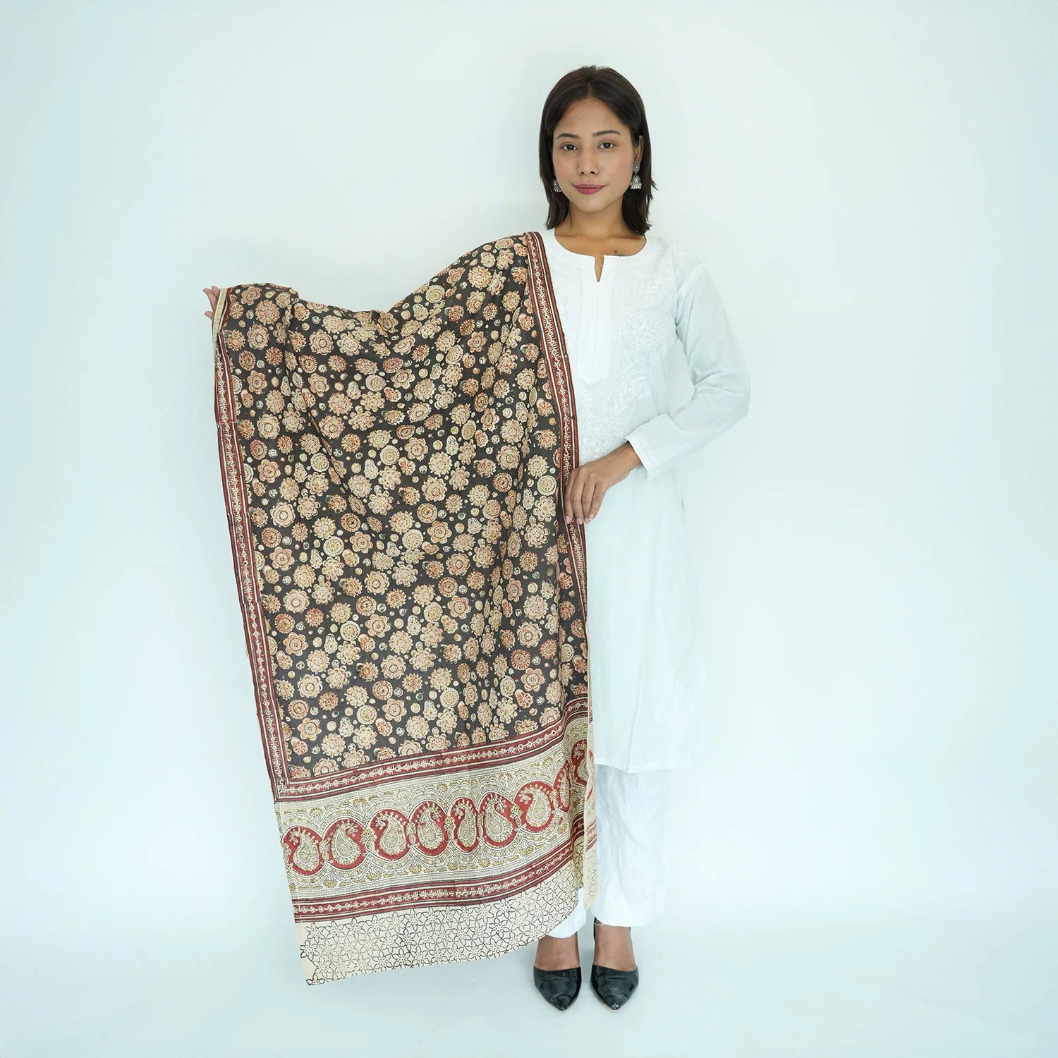 Chanderi Hand Block Printed Dupatta (SKU: )