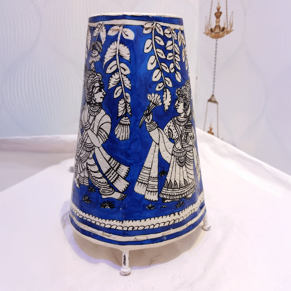 Lamp Shades  Round Blue Krishna & Radha