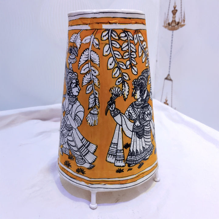 Lamp Shades  Round Yellow Krishna & Radha