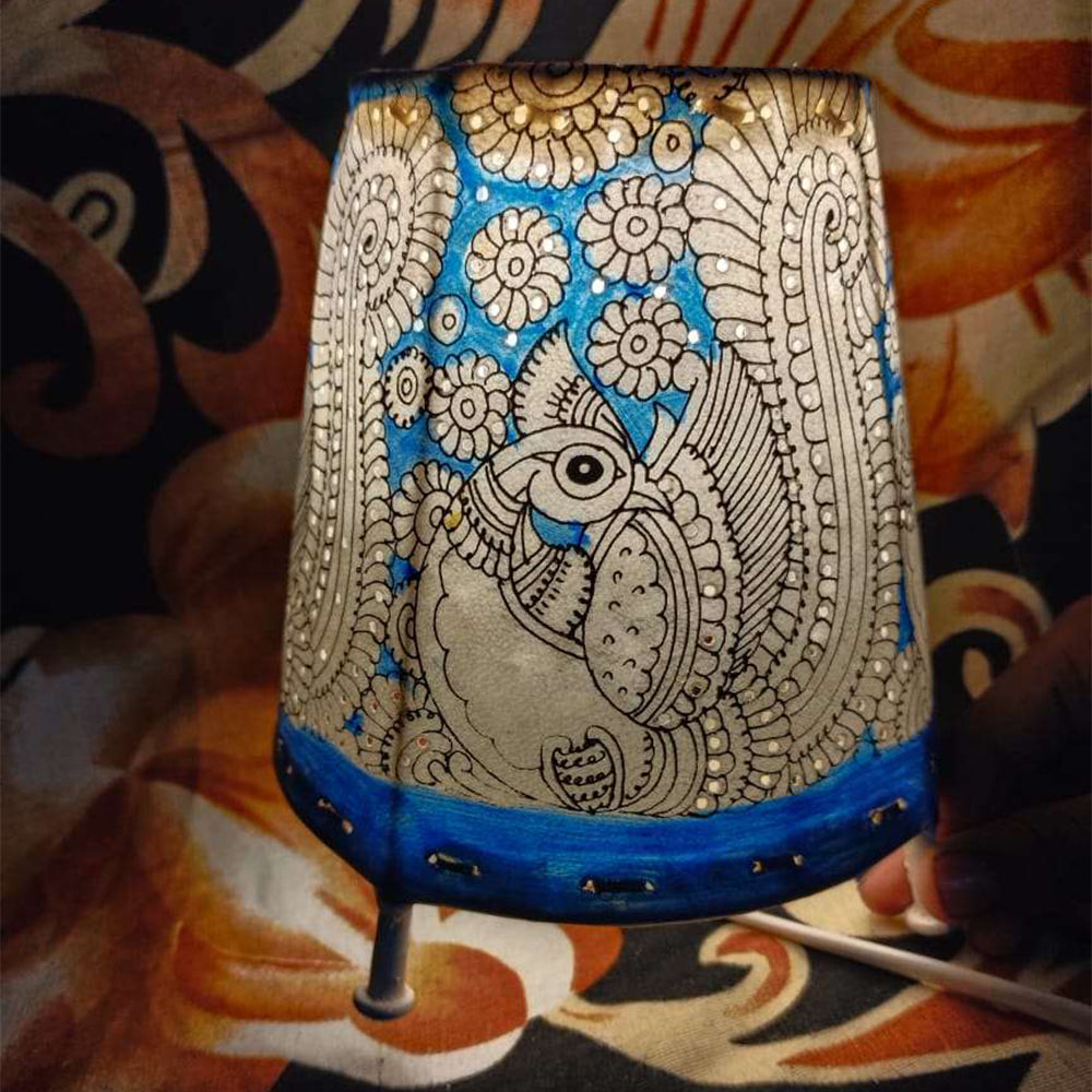 Lamp Shades Square Blue Peacock