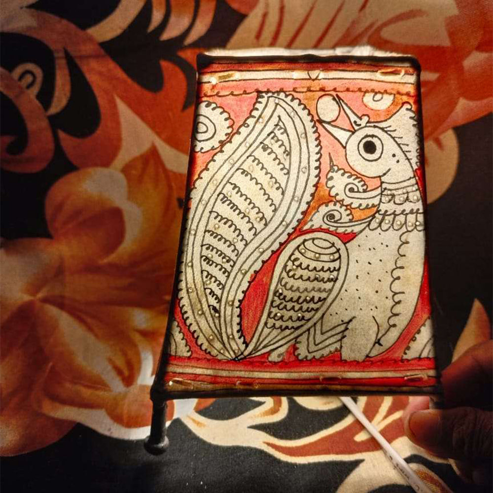 Lamp Shades Square Orange  Peacock