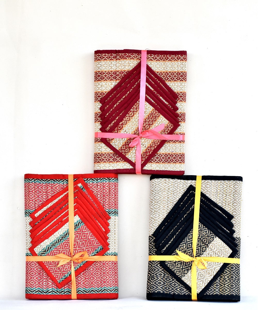 Handcrafted Eco-Friendly Gift Set (Natural) – 6 Placemats + 6 Coasters + 1 Table Runner