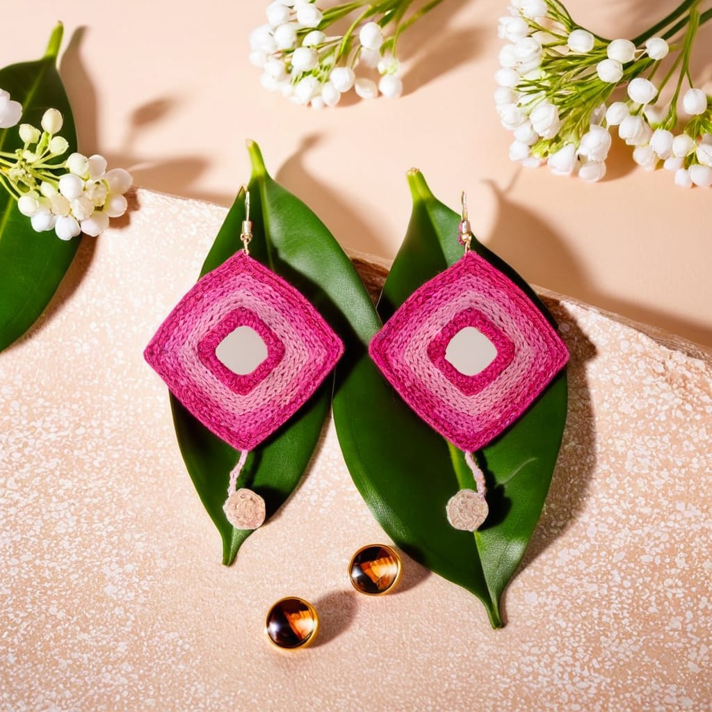 Vibrant Bliss Earrings – Handcrafted Crochet in Bold Hot Pink