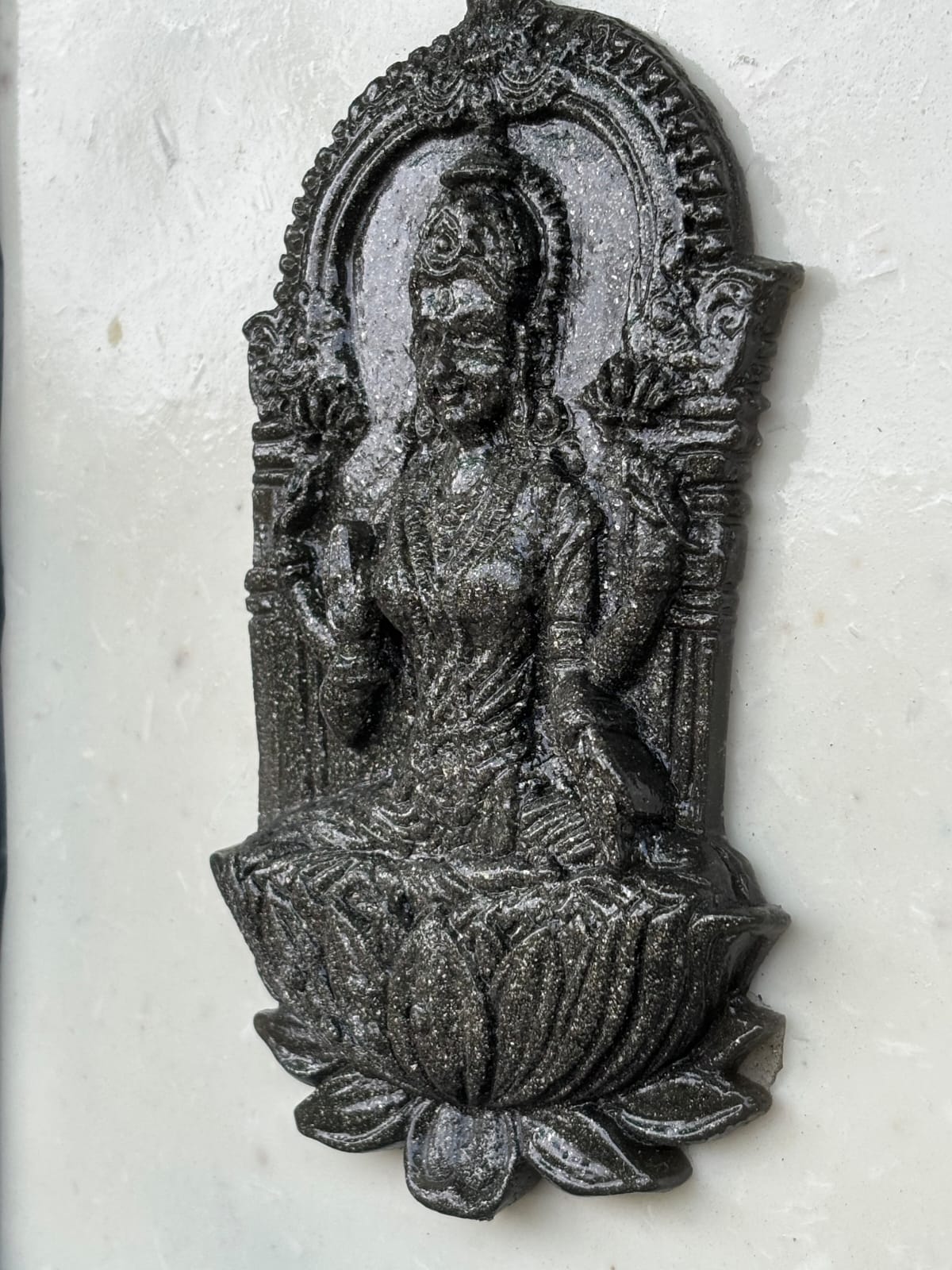 Pyrite Laxmi with Frame – Handcrafted Spiritual Figurine, 22x22 cm
