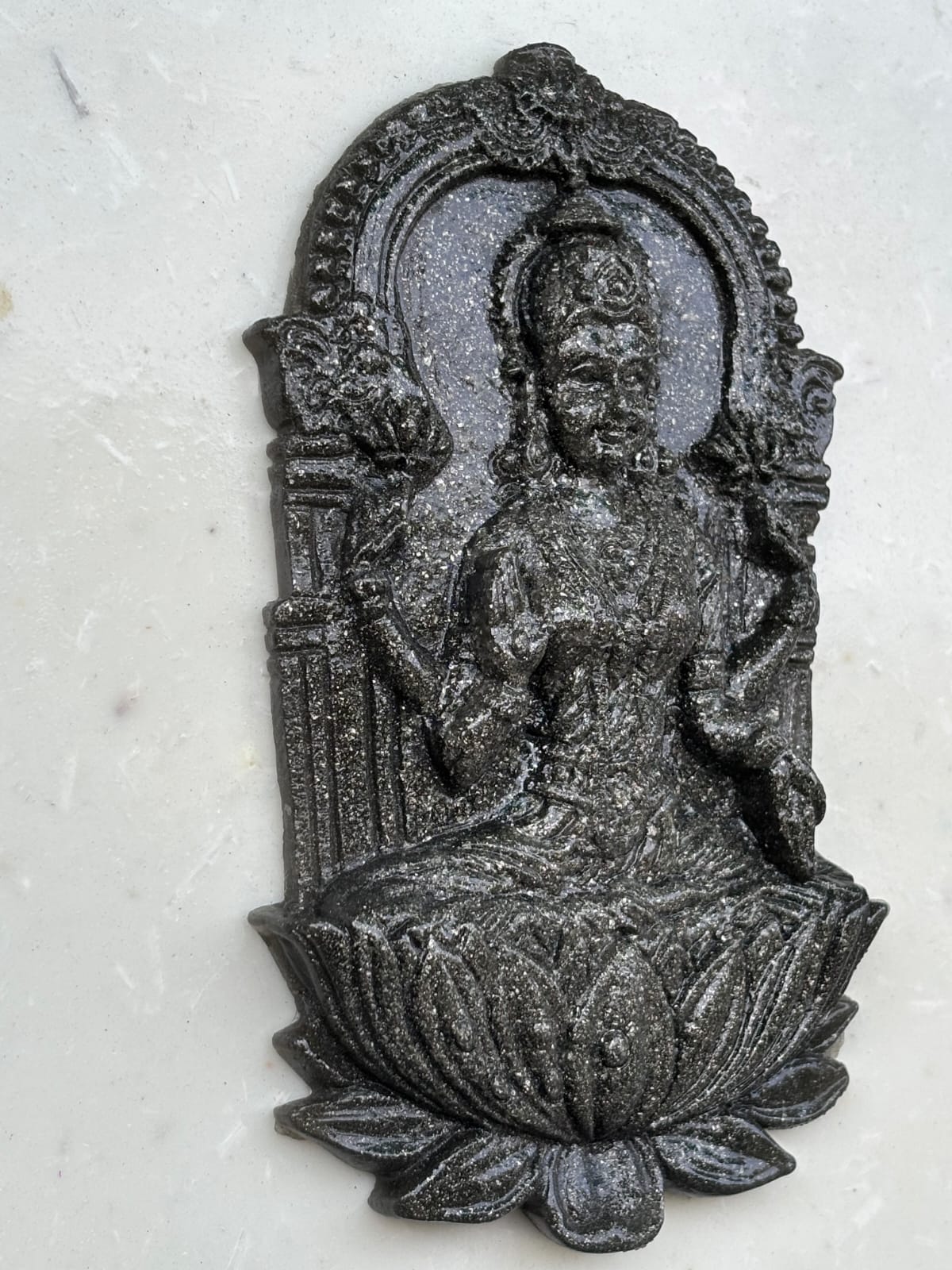 Pyrite Laxmi with Frame – Handcrafted Spiritual Figurine, 22x22 cm
