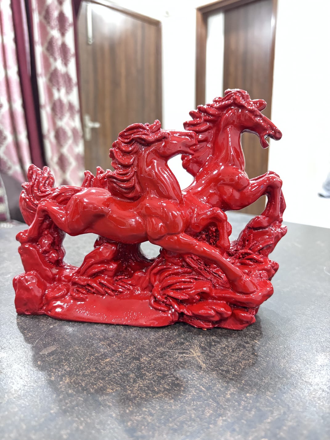 Red Galloping Horse Sculpture – Symbol of Strength & Progress