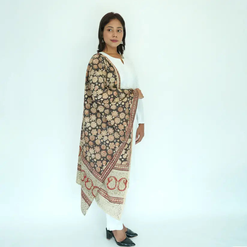 Chanderi Hand Block Printed Dupatta (SKU: )