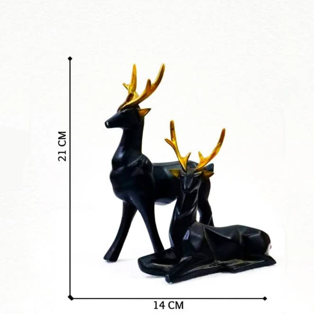 Set of 2 black deer showpieces for home and office décor, elegant addition