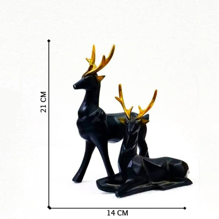 Set of 2 black deer showpieces for home and office décor, elegant addition