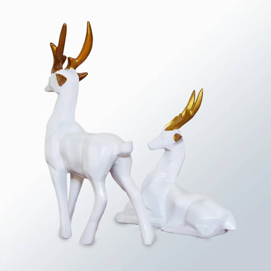 Set of 2 black deer showpieces for home and office décor, elegant addition