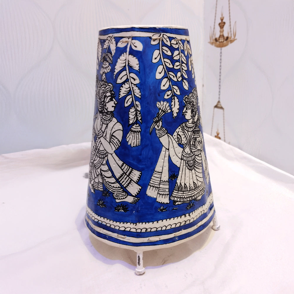 Lamp Shades  Round Blue  Krishna & Radha