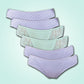Organic Everyday Undies (Bikini) (6pc)  Green Fig, Lavender Checks , Lavender