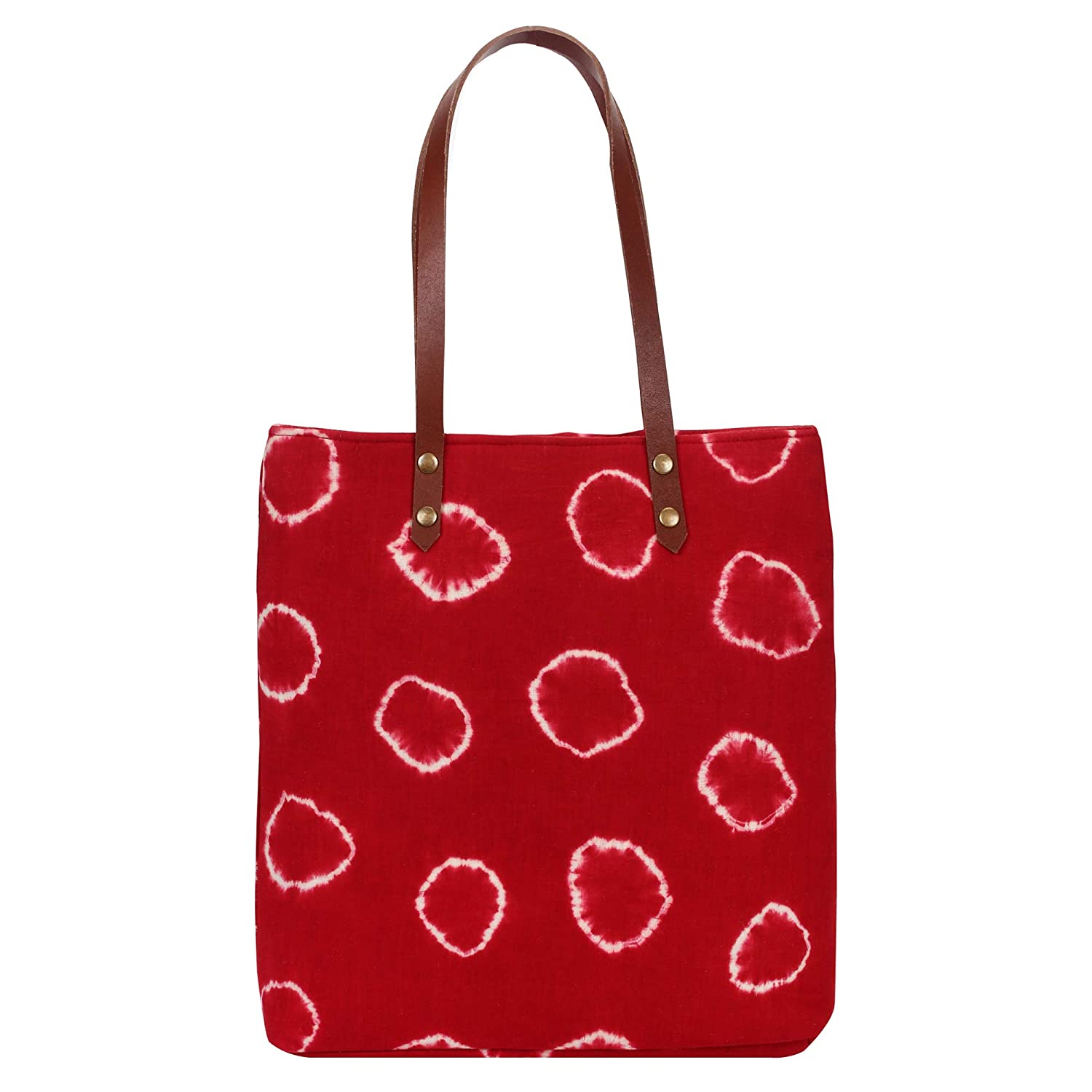 TARAgram Handmade Bandhani Design Canvas Red Tote Bag – TARAgram